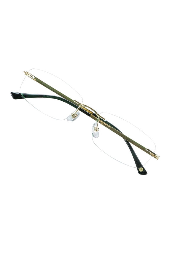 Pure Titanium Frame for men/women Blue Light Blocking,Hand-set Diamond Fashion Glasses (Golden Clear, 3.00 Magnification)
