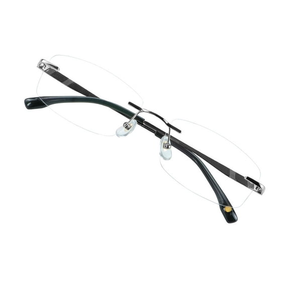 VisionGlobal Pure Titanium Frame for men/women Blue Light Blocking,Hand-set Diamond Fashion Glasses (Grey Clear, +2.50 Magnification)