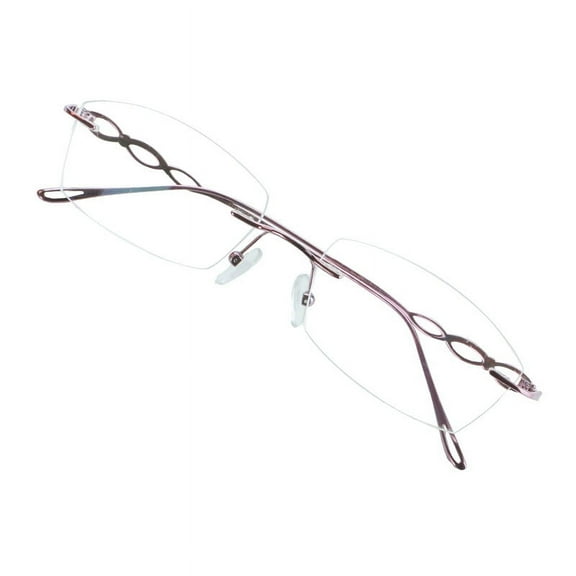 VisionGlobal Pure Titanium Frame for men/women Blue Light Blocking,Hand-set Diamond Fashion Glasses (Pink Clear, 2.00 Magnification)