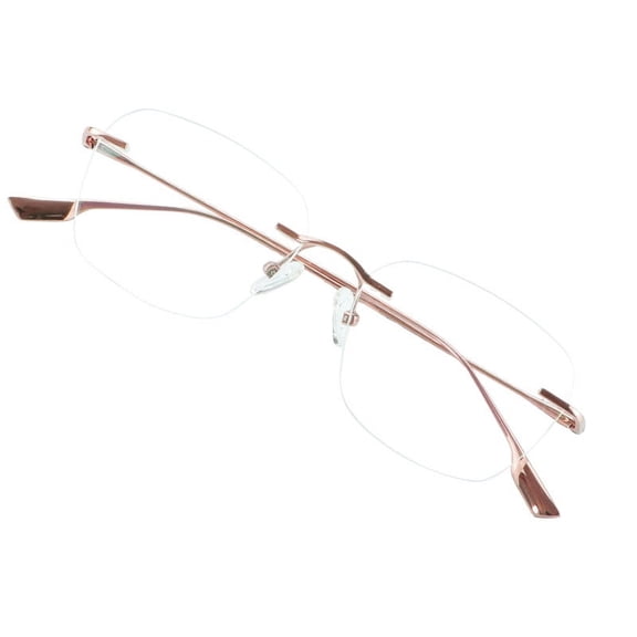 VisionGlobal Pure Titanium Frame for men/women Blue Light Blocking,Hand-set Diamond Fashion Glasses (Pink Clear, 2.50 Magnification)