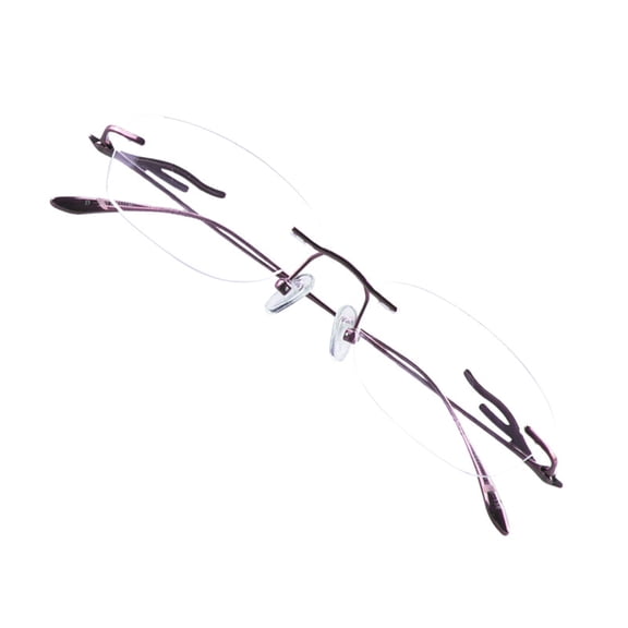VisionGlobal Pure Titanium Frame for men/women Blue Light Blocking,Hand-set Diamond Fashion Glasses (Pink Clear, 2.50 Magnification)