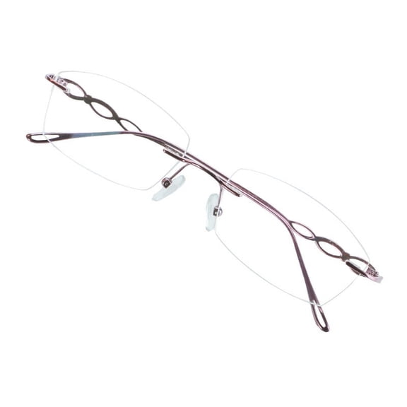 VisionGlobal Pure Titanium Frame for men/women Blue Light Blocking,Hand-set Diamond Fashion Glasses (Pink Clear, 3.50 Magnification)