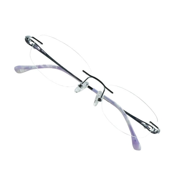 VisionGlobal Pure Titanium Frame for men/women Blue Light Blocking,Hand-set Diamond Fashion Glasses (Purple Clear, +2.00 Magnification)