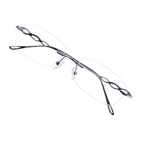 VisionGlobal Pure Titanium Frame for men/women Blue Light Blocking,Hand-set Diamond Fashion Glasses (Purple Clear, 2.50 Magnification)