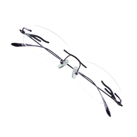 VisionGlobal Pure Titanium Frame for men/women Blue Light Blocking,Hand-set Diamond Fashion Glasses (Purple Clear, 3.00 Magnification)