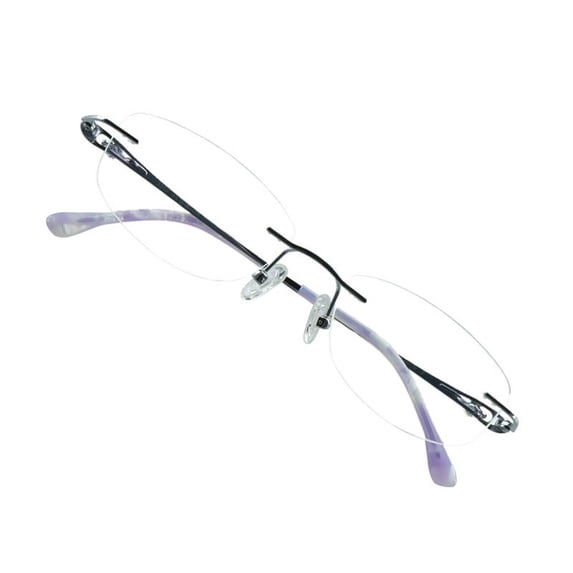 VisionGlobal Pure Titanium Frame for men/women Blue Light Blocking,Hand-set Diamond Fashion Glasses (Purple Clear, No Magnification)