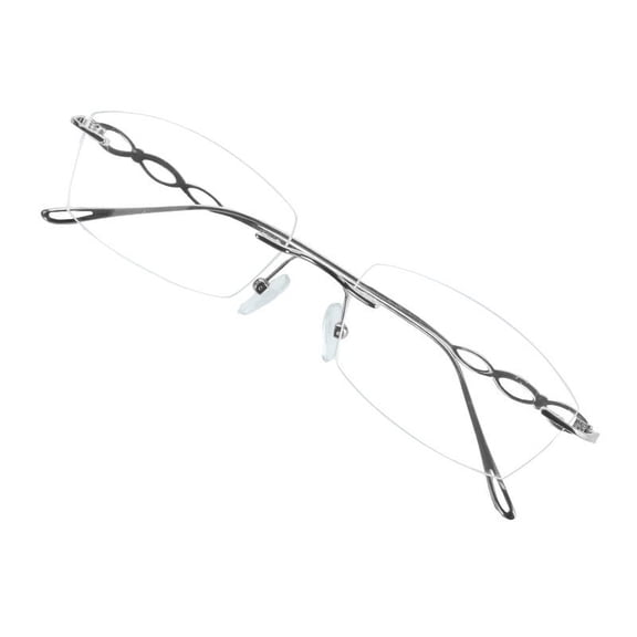 VisionGlobal Pure Titanium Frame for men/women Blue Light Blocking,Hand-set Diamond Fashion Glasses (Silver Clear, 1.00 Magnification)