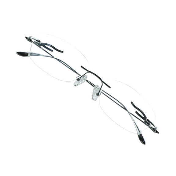 VisionGlobal Pure Titanium Frame for men/women Blue Light Blocking,Hand-set Diamond Fashion Glasses (Silver Clear, 2.00 Magnification)