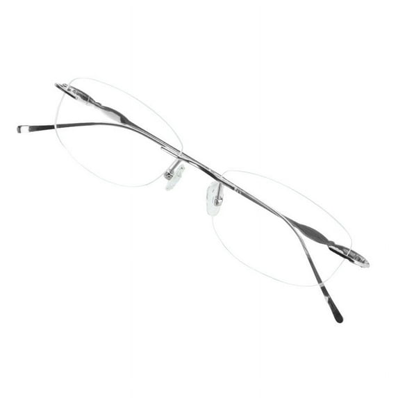 VisionGlobal Pure Titanium Frame for men/women Blue Light Blocking,Hand-set Diamond Fashion Glasses (Sliver Clear, 2.00 Magnification)