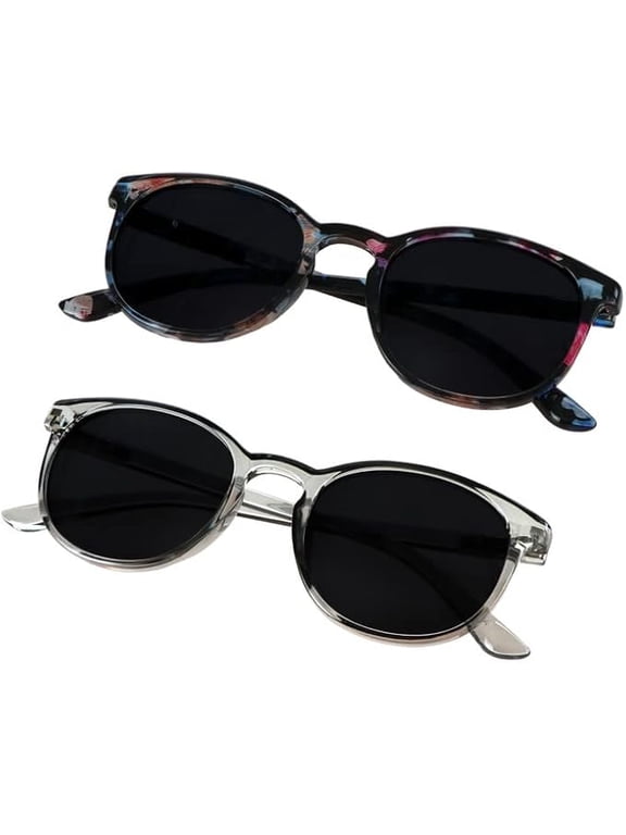 Women's Oval Frame Reading Sunglasses, Pink-Clear Gray, 2- Count