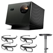 Valerion VisionMaster Pro2 Triple Laser Projector 4K with Ceiling Mount and DLP Link 3D Glasses 4 Pack