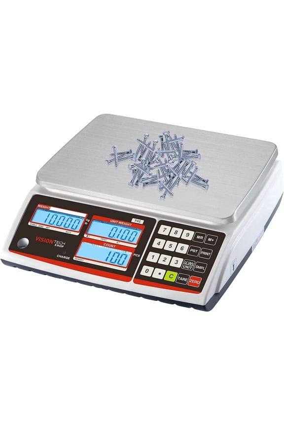 TVC-60 Counting Scale for Parts and Coins, Lb/Kg Switchable, 60lb Capacity, 0.002lb Readability