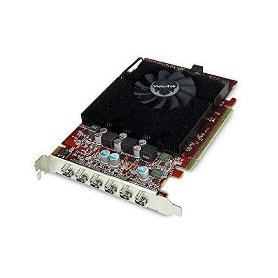 VisionTek Radeon 7750 2GB GDDR5 6 4k Monitor Graphics Card, 6 Mini DisplayPorts, AMD Eyefinity 2.0, PCI Express 3.0 Video Card, 7.1 Surround Sound (900614)