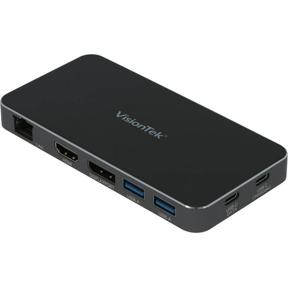VisionTek VT350 Portable USB-C Docking Station with Power Passthrough, Black