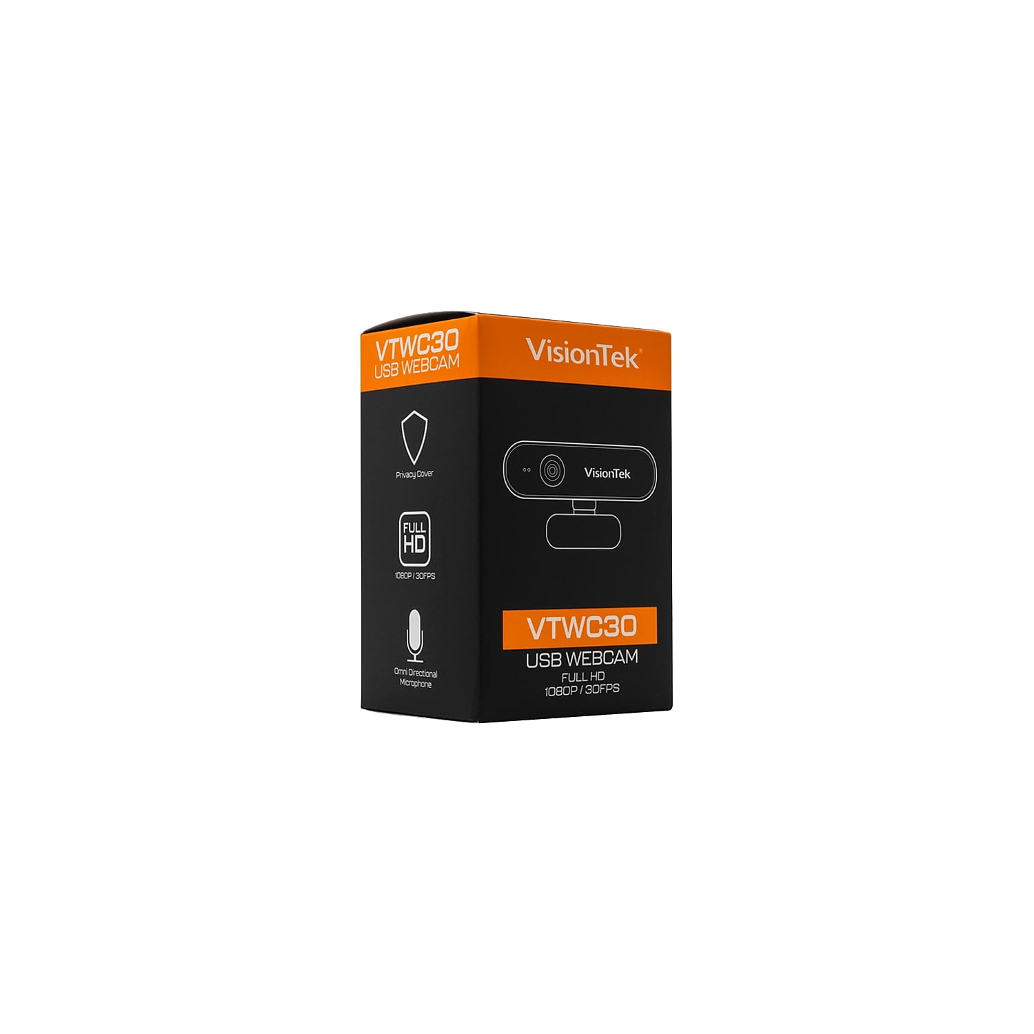 VisionTek VTWC30 Premium Full HD 1080p Webcam, Black