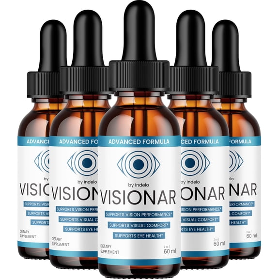Visionar Drops Eye Support Supplement Visionar Liquid Vitamins Healthy Vision Support, 5 Pack, 5 Month Supply