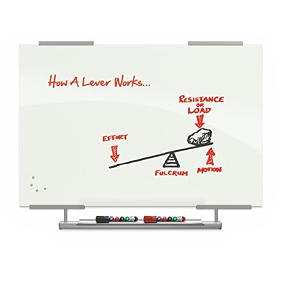 Best-Rite Visionary Magnetic Glass Whiteboard - Dry Erase Board with Exo Tray System - Glossy Whiteboard-Size:?24"W X 36"H