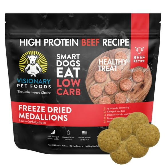 Visionary Pet Foods Beef IRF13 Freeze Dried Dog Food, Training for Puppy or Large Dogs, High Protein, Low Carb, Grain Free - Weight Control, Single Ingredient No Additives - Value Size 25oz