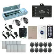 Visionis FPC-5656 One Door Access Control Out Swinging Door 1200lb Maglock + Outdoor Slim Metal Touch Keypad/Reader Standalone + Mini Controller + Wiegand 26, No Software, EM Card + Wireless Receiver