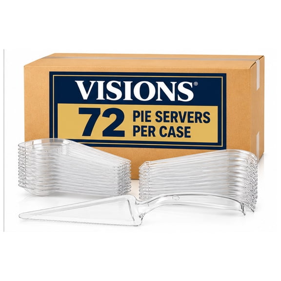 Visions 10 Inch Clear Disposable Plastic Serrated Triangular Pie & Cake Servers, 72 Count