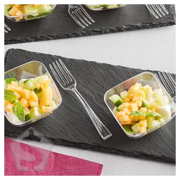 Visions 4" Clear Plastic Tasting Fork - 500/Case