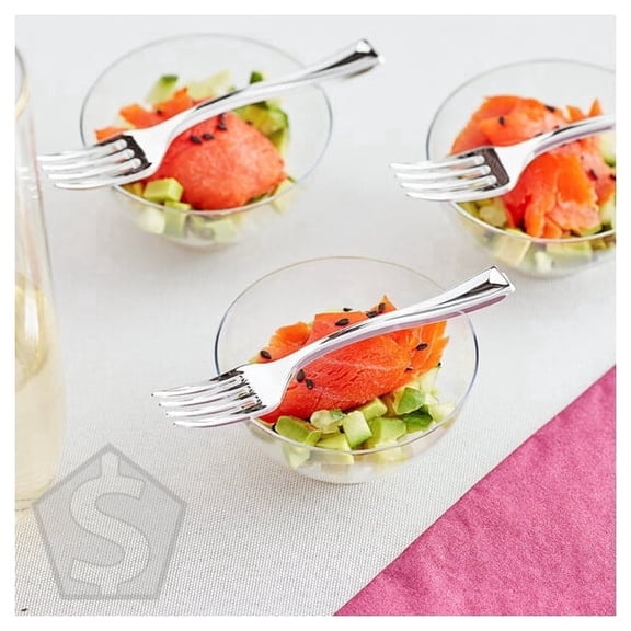 Visions 4" Silver Plastic Tasting Fork - 400/Case