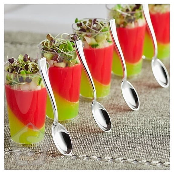 Visions 4" Silver Plastic Tasting Spoon - 400/Case