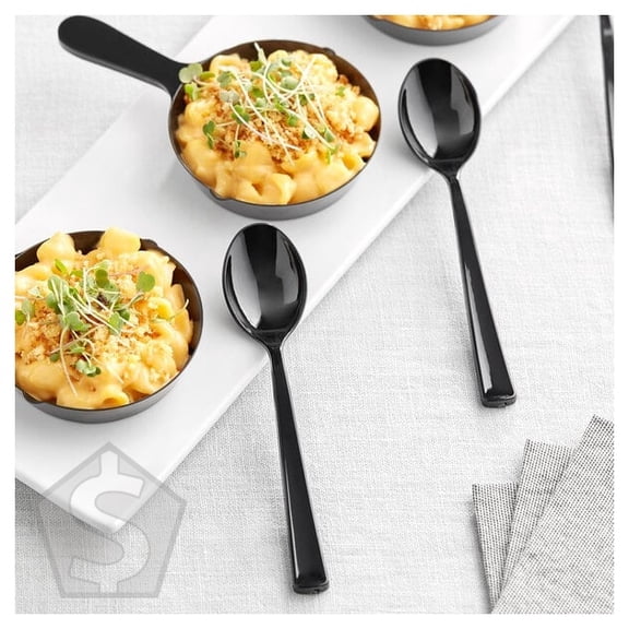 Visions 5" Black Plastic Tasting Spoon - 500/Box