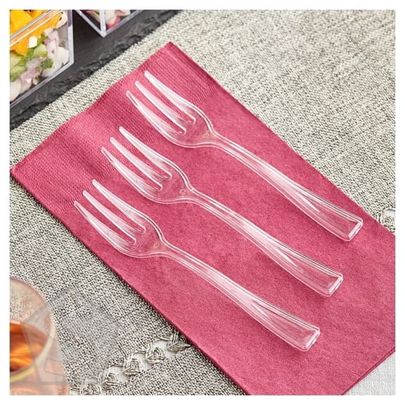 Visions 5" Clear Plastic Tasting Fork - 500/Box