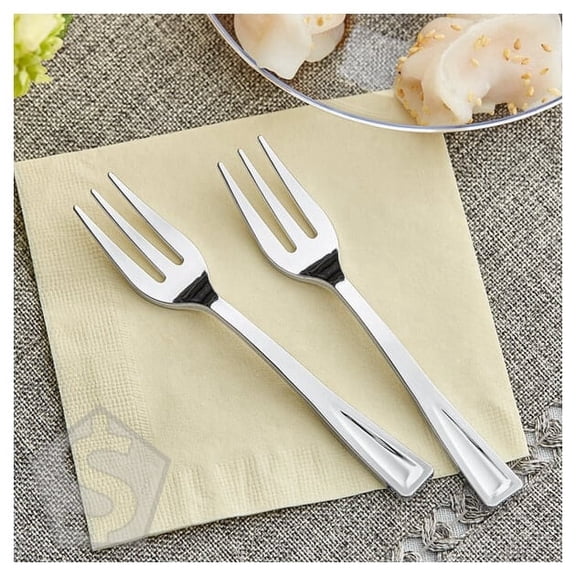 Visions 5" Silver Plastic Tasting Fork - 400/Box