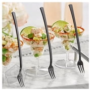 Visions 6 Black Plastic Tasting Fork - 400/Box