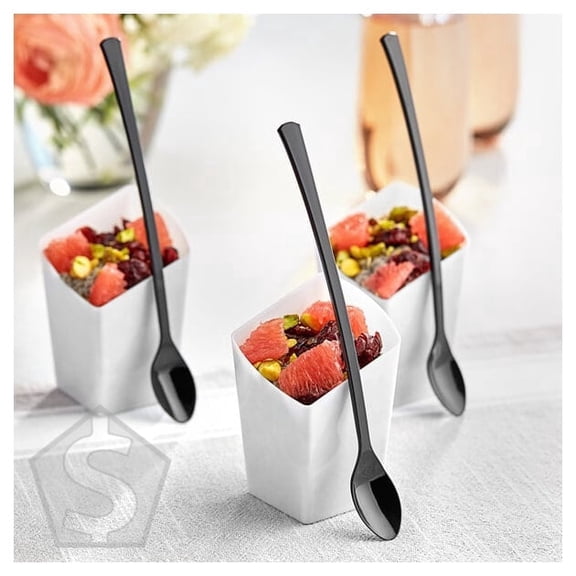 Visions 6" Black Plastic Tasting Spoon - 400/Box