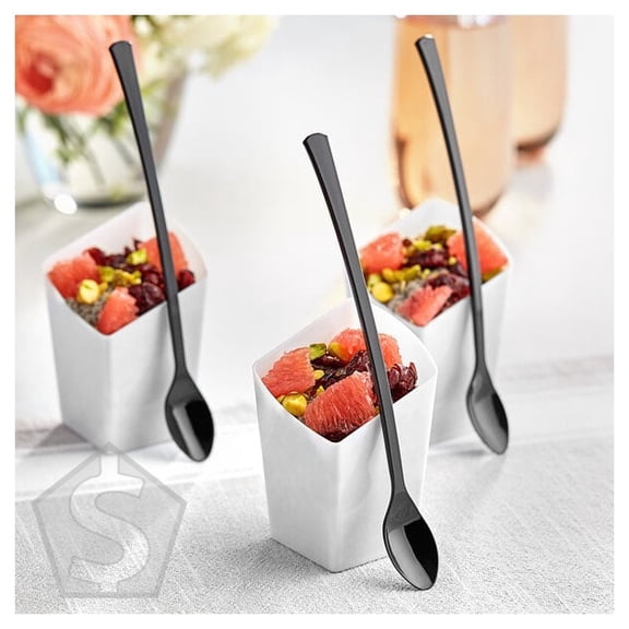 Visions 6" Black Plastic Tasting Spoon - 400/Box