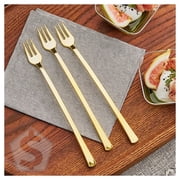 Visions 6 Gold Plastic Tasting Fork - 400/Box