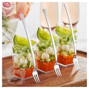 Visions 6 Silver Plastic Tasting Fork - 400/Box