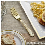 Visions 7 1/4 Satin Extra Heavy Weight Gold Plastic Fork - 400/Case