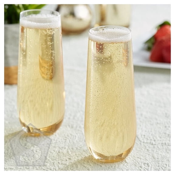 Visions 9 oz. Clear Plastic Stemless Champagne Flute - 64/Case