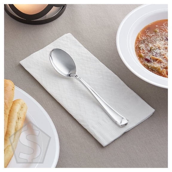 Visions Classic 6 3/4" Extra Heavy Weight Silver Polystyrene Plastic Spoon - 600/Case