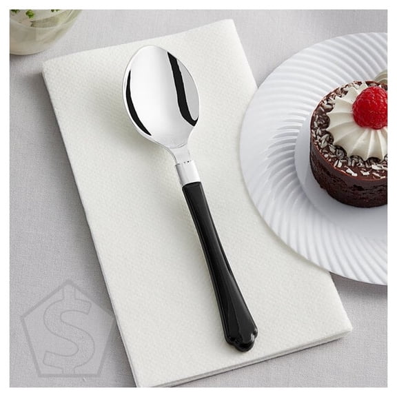 Visions Empire 6 1/2" Extra Heavy Weight Polystyrene Plastic Spoon with Black Handle - 480/Case