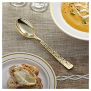 Visions Hammered 6 3/4 Extra Heavy Weight Gold Polystyrene Plastic Spoon - 400/Case