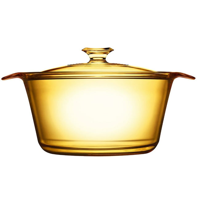 Visions Heat Resistant Pyroceram Flair Glass Cover Pot, Amber, 5.5L ...