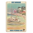 thumbnail image 1 of Visit Barbados Caribbean Island - Moore-McCormack Lines - Vintage Ocean Liner Travel Poster by Jane Oliver c.1960s - 8 x 12 inch Vintage Wood Art Sign, 1 of 4