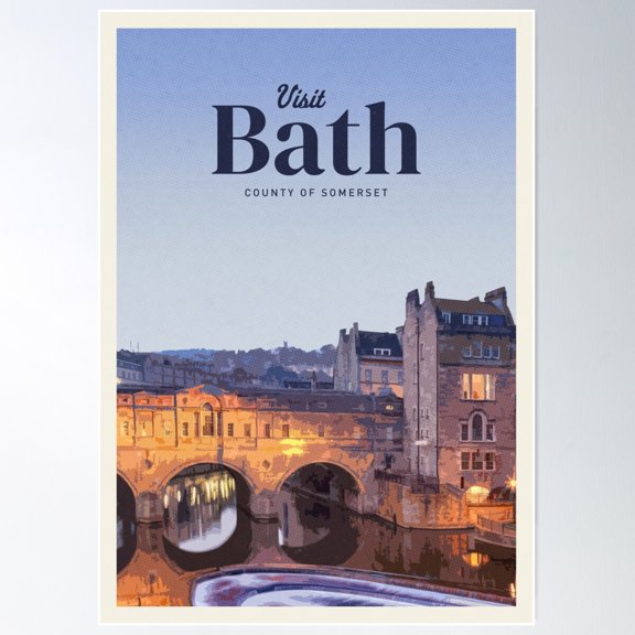 Visit Bath Poster Wall Art, Modern Wall Decor For Living Room Bedroom, 8x12 UNFRAMED