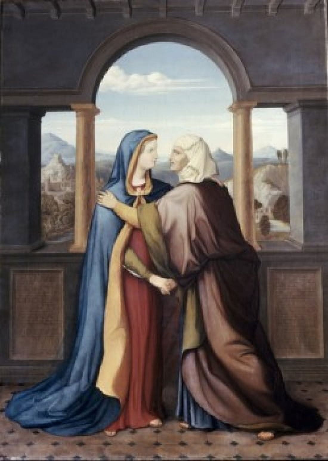 Visit Between Mary and Elizabeth David Passavant (1787-1861 German) Canvas Art - David Passavant (18 x 24)