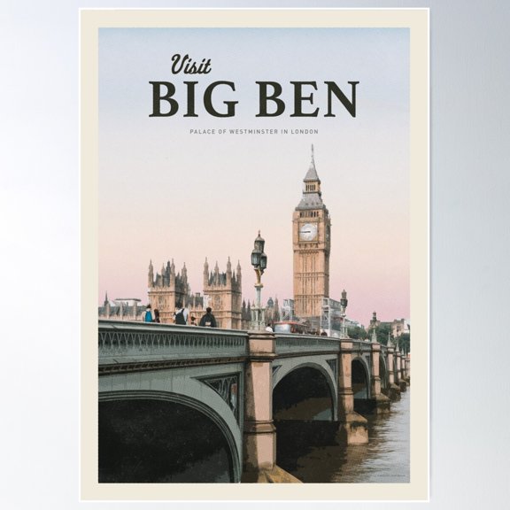 Visit Big Ben Poster Wall Art, Modern Wall Decor For Living Room Bedroom, 8x12 UNFRAMED