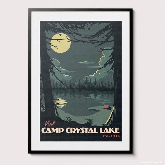 Visit Camp Crystal Lake Poster Horror Art Print 80S Retro Vintage Poster Design Best Horror Gift