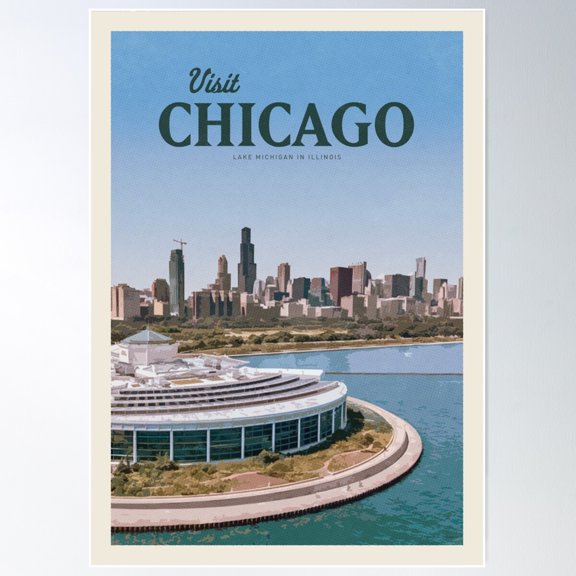 Visit Chicago Poster Wall Art, Modern Wall Decor For Living Room Bedroom, 12x18 UNFRAMED
