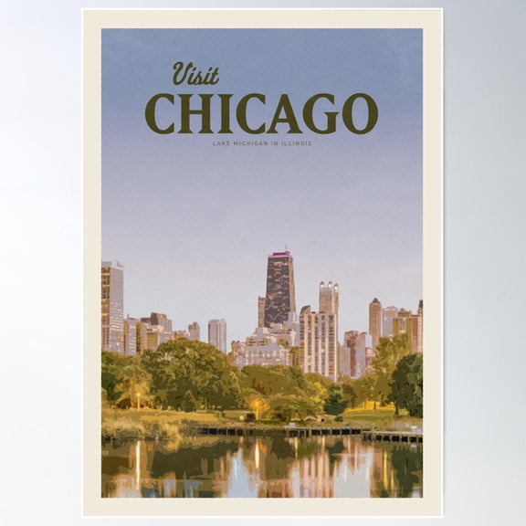 Visit Chicago Poster Wall Art, Modern Wall Decor For Living Room Bedroom, 12x18 UNFRAMED