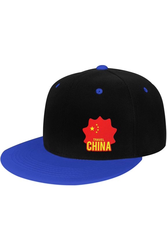 Visit China Travel Flat Bill Hats Contrast Hip Hop Baseball Cap Unisex Snapback Rock Caps