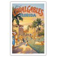 thumbnail image 1 of Visit Coral Gables - Florida - Venetian Pool - Vintage Travel Poster by Kerne Erickson - Master Art Print (Unframed) 12in x 18in, 1 of 4